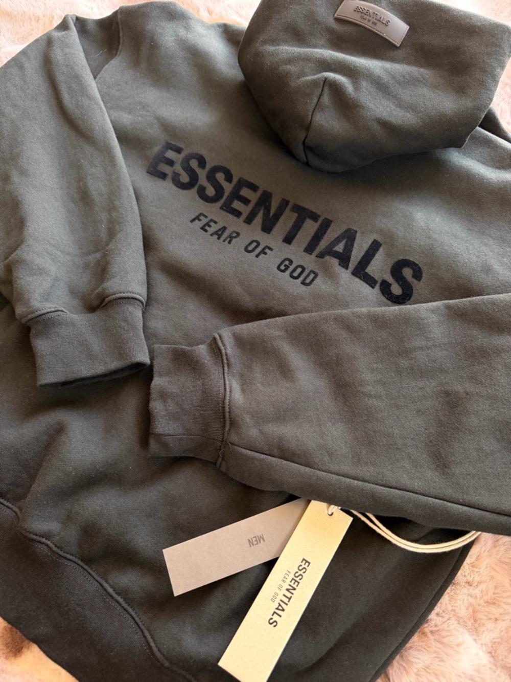 Fear of God ESSENTIALS Hoodie in Olive - Picture 2 of 7